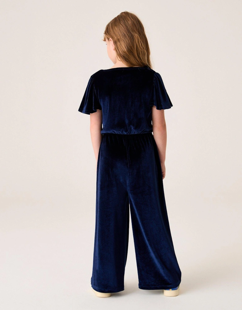 Girls Sequin Jumpsuit - Navy