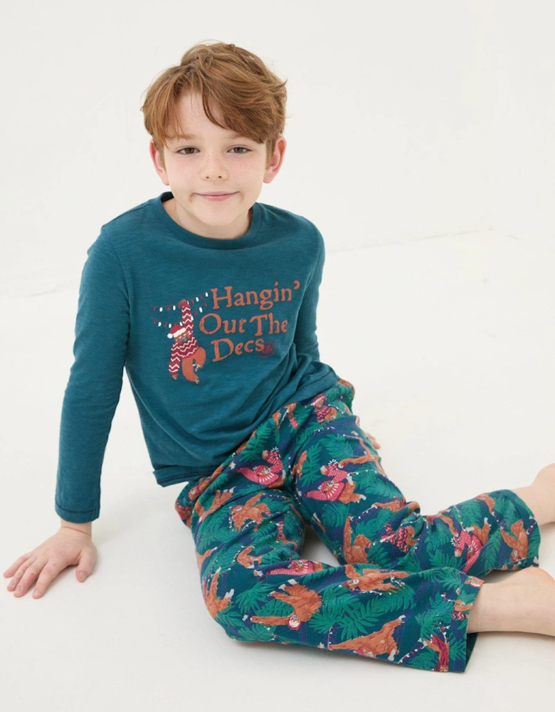 Boys Orangutan Pyjama Set - Blue