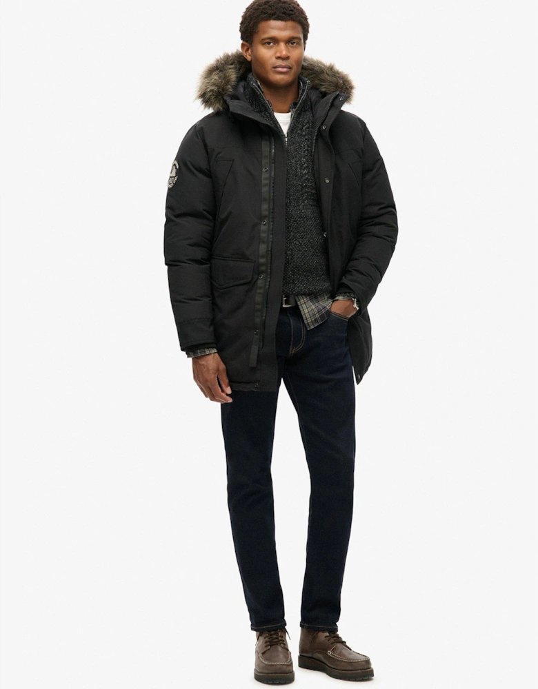 Everest Faux Fur Hooded Parka Coat - Black