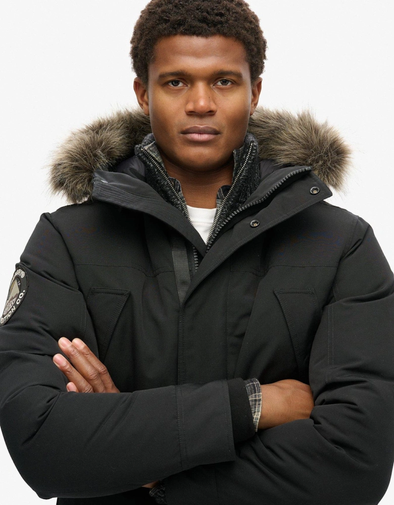 Everest Faux Fur Hooded Parka Coat - Black