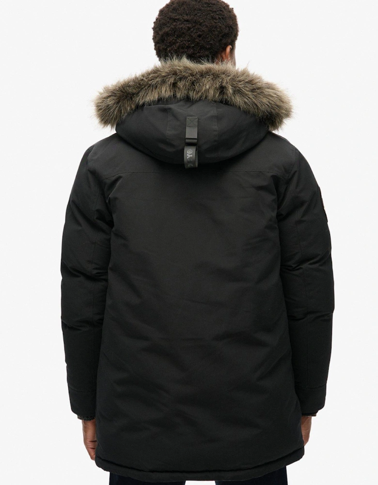 Everest Faux Fur Hooded Parka Coat - Black