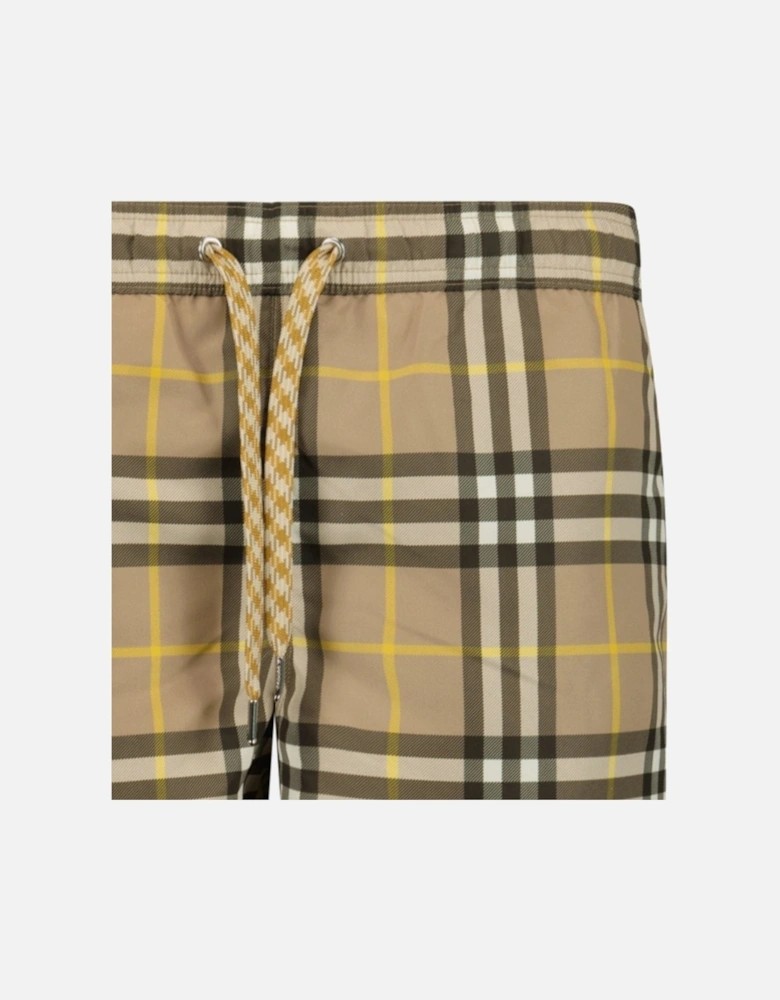 'Martin' Check Swim Shorts Beige