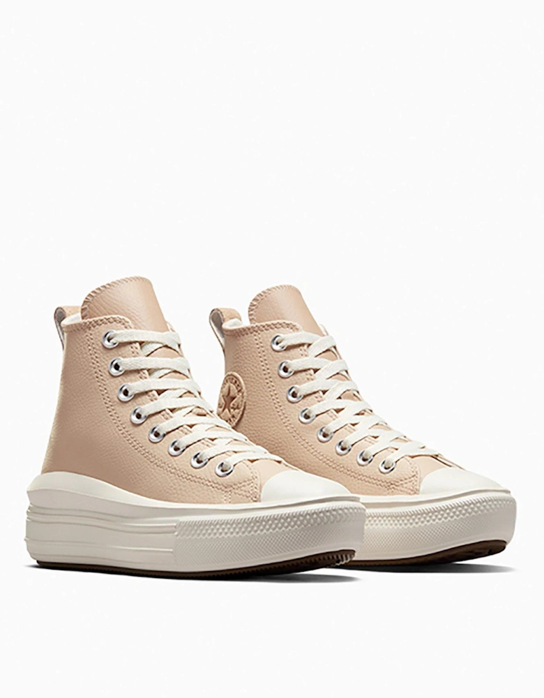 Junior Cozy Essentials Chuck Taylor All Star Move Hi Top Trainers - Beige