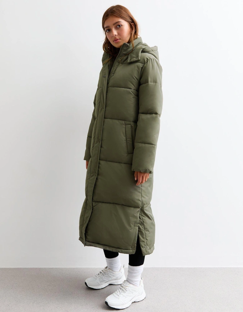 Girls Khaki Tiered Shell Coat