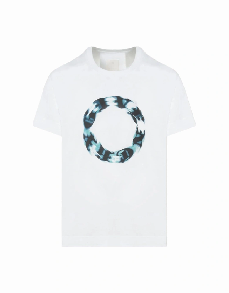 Blue Circle Logo Oversized T-Shirt in White