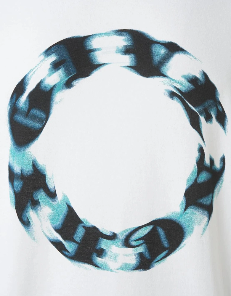 Blue Circle Logo Oversized T-Shirt in White