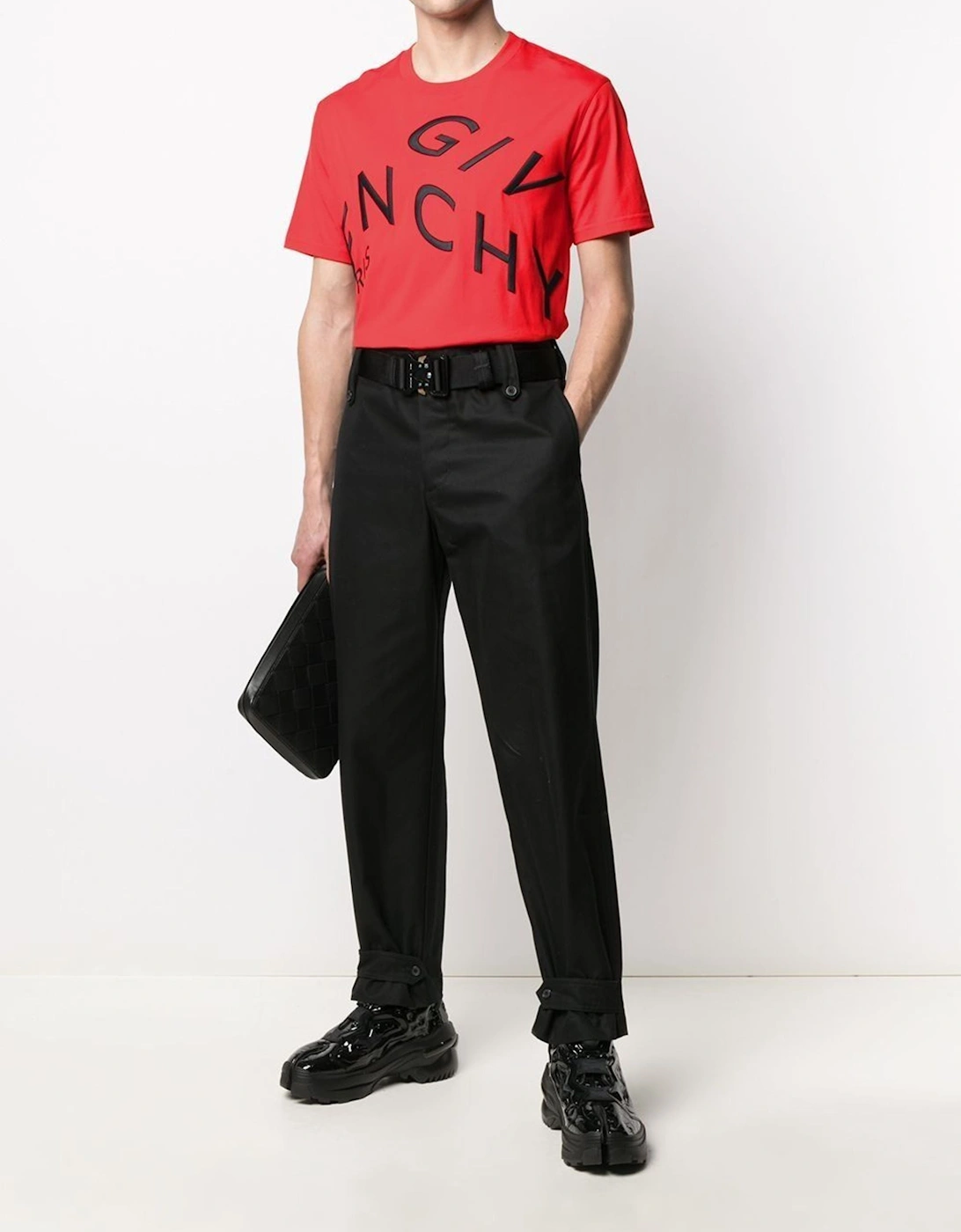 Refracted Embroidered Logo Oversized T-Shirt in Red