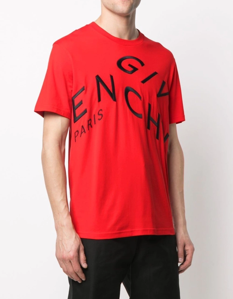 Refracted Embroidered Logo Oversized T-Shirt in Red