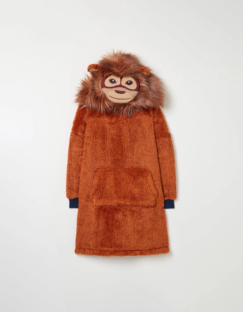 Boys Orangutan Oversized Hoodie - Brown