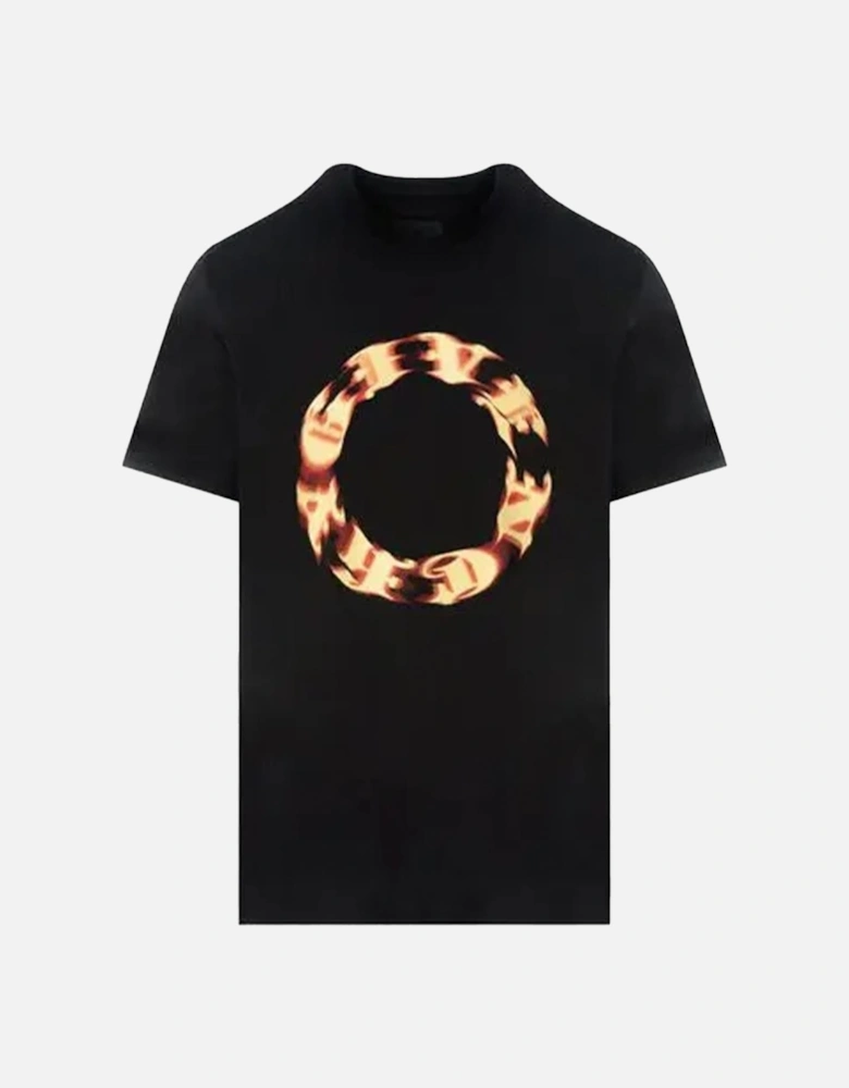 Flame Circle Logo Oversized T-Shirt in Black