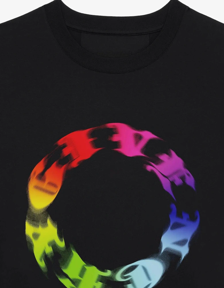 Rainbow Circle Logo Oversized T-Shirt in Black