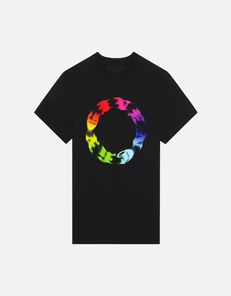 Rainbow Circle Logo Oversized T-Shirt in Black