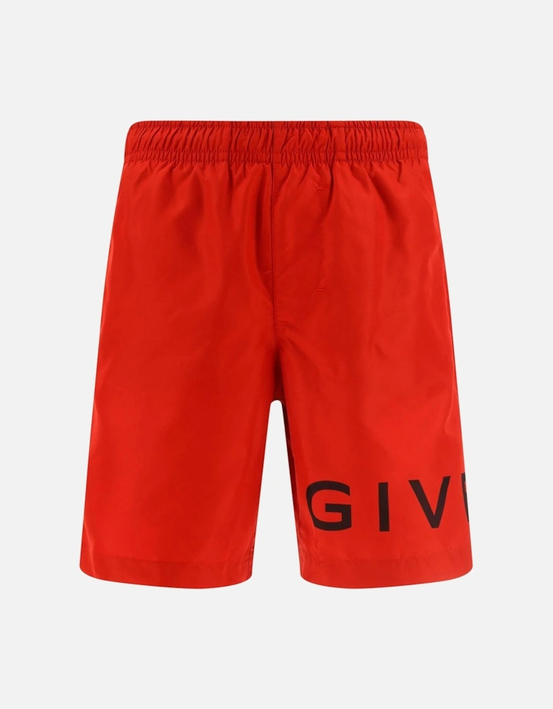 Logo Printed Swim Shorts in Red