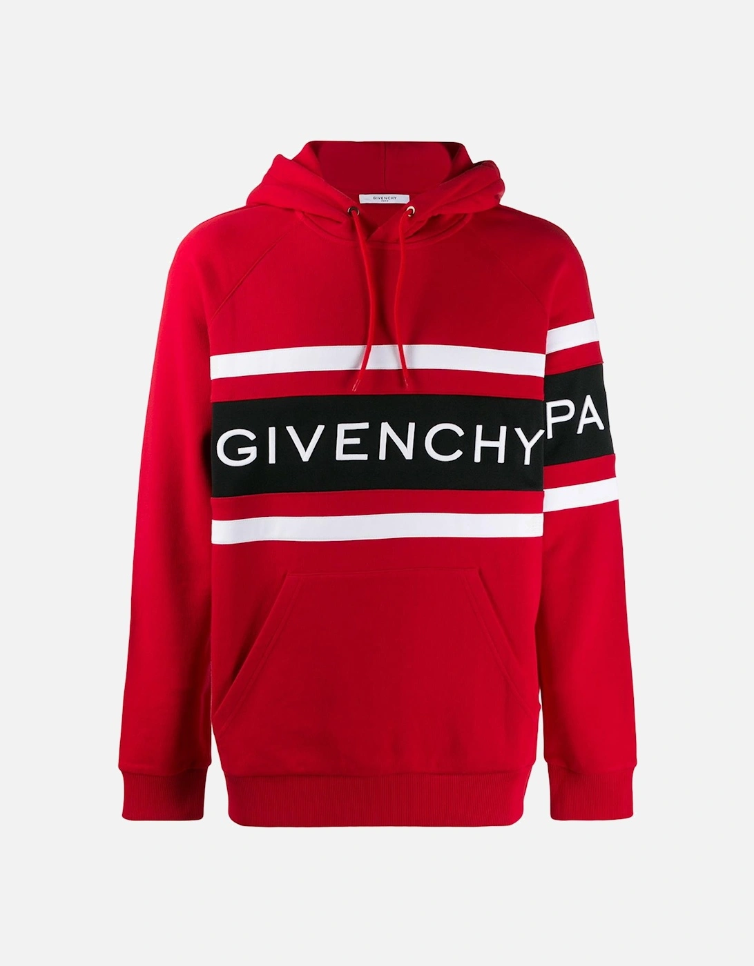 Paris Contrasting Stripes Embroidered Hoodie in Red, 8 of 7