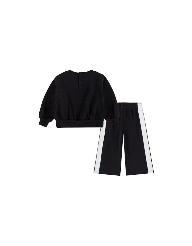 Infants Girls Shine Crew Pant Tracksuit - Black