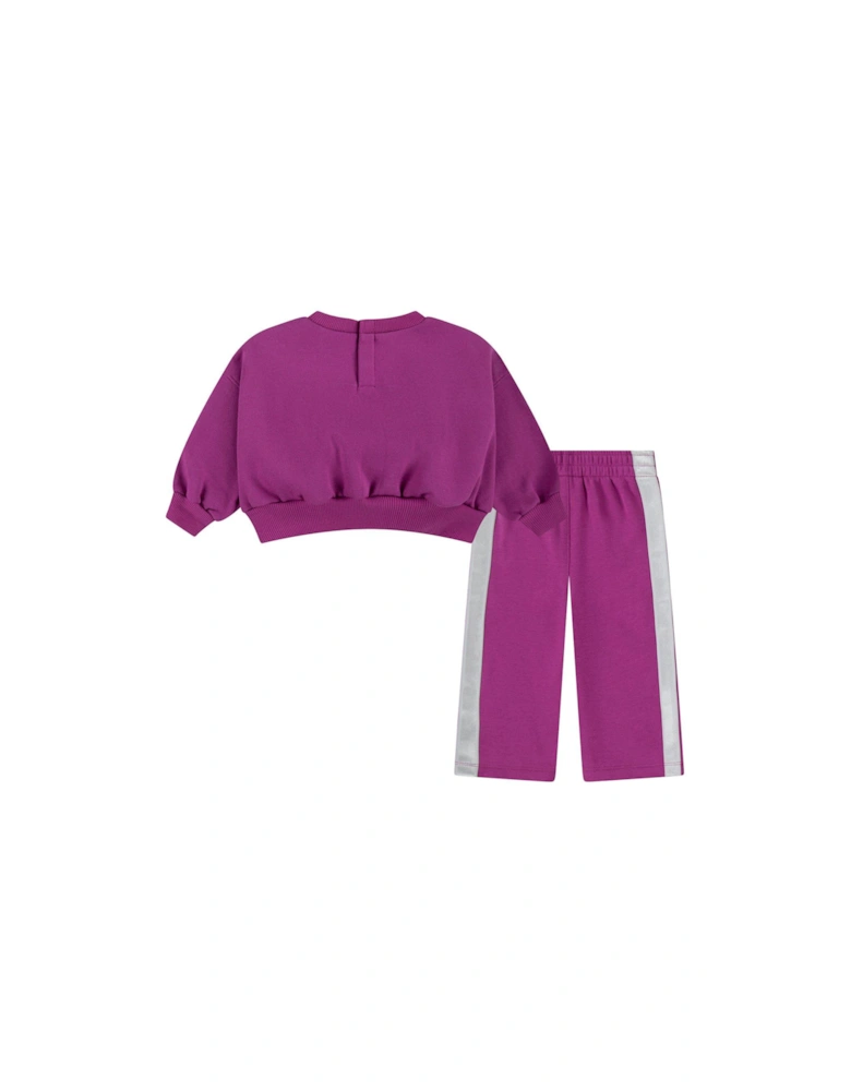 Infants Girls Shine Crew Pant Tracksuit - Pink