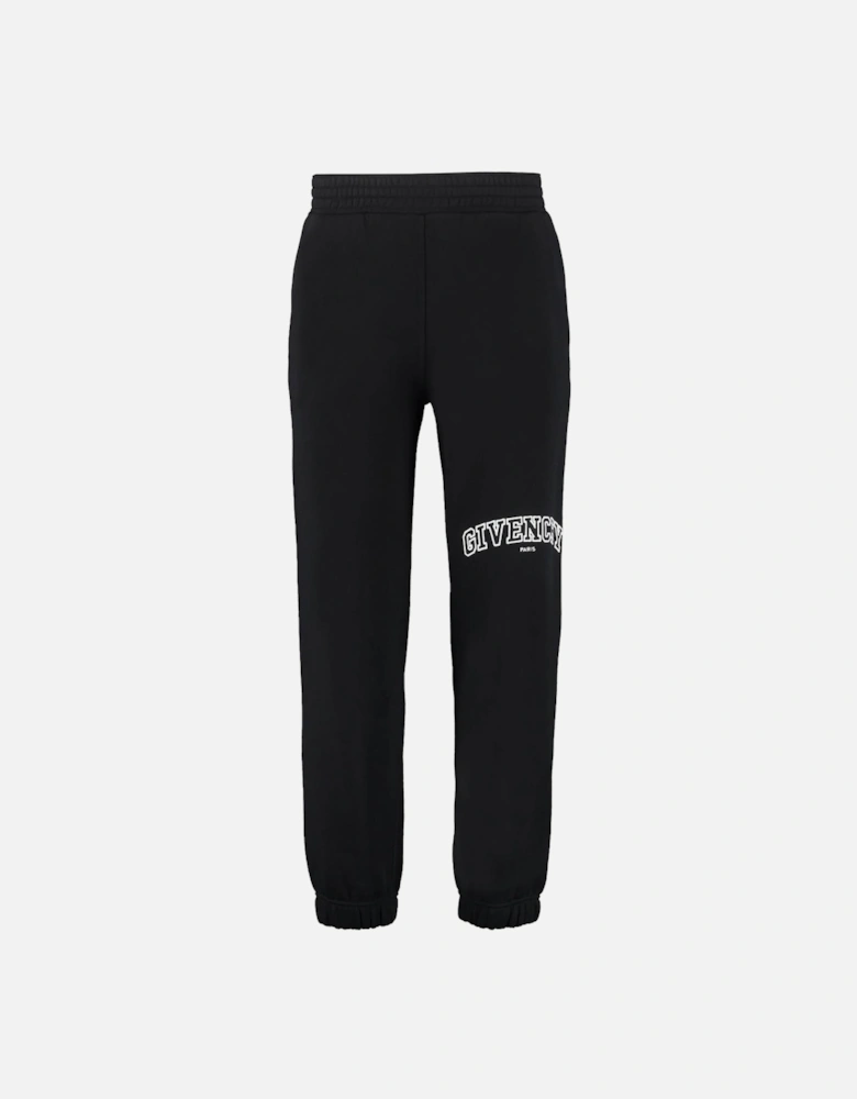 College Logo Embroidered Joggers in Black