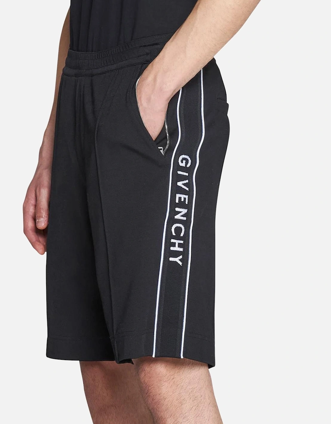 Side Logo Embroidered Sweat Shorts in Black