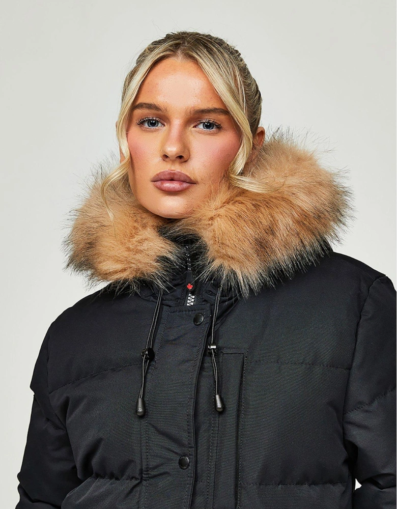 Goshawa Padded Parka Jacket-Black