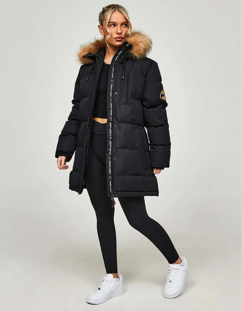 Goshawa Padded Parka Jacket-Black