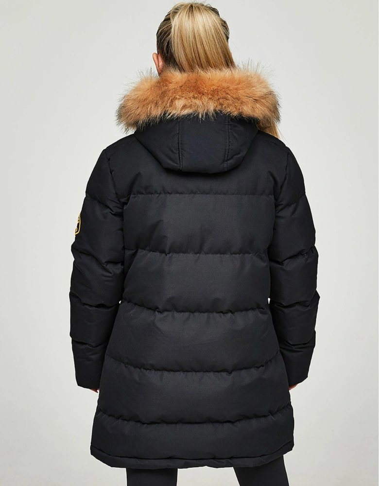 Goshawa Padded Parka Jacket-Black