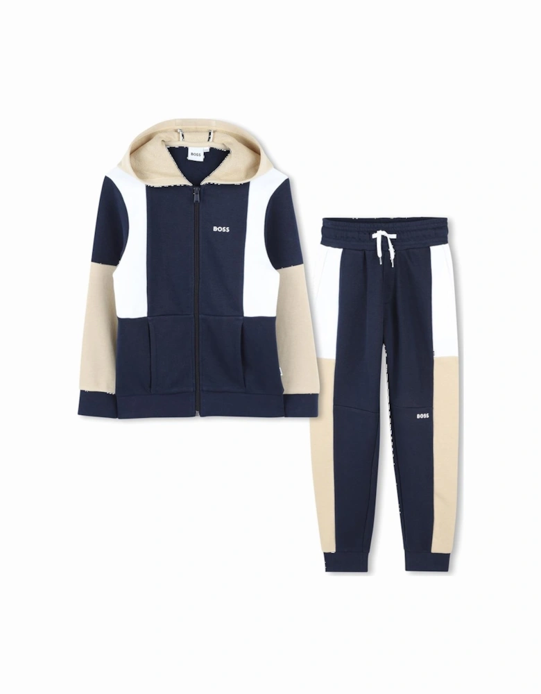 BOSS BOYS NAVY/SAND TRACKSUIT J51966