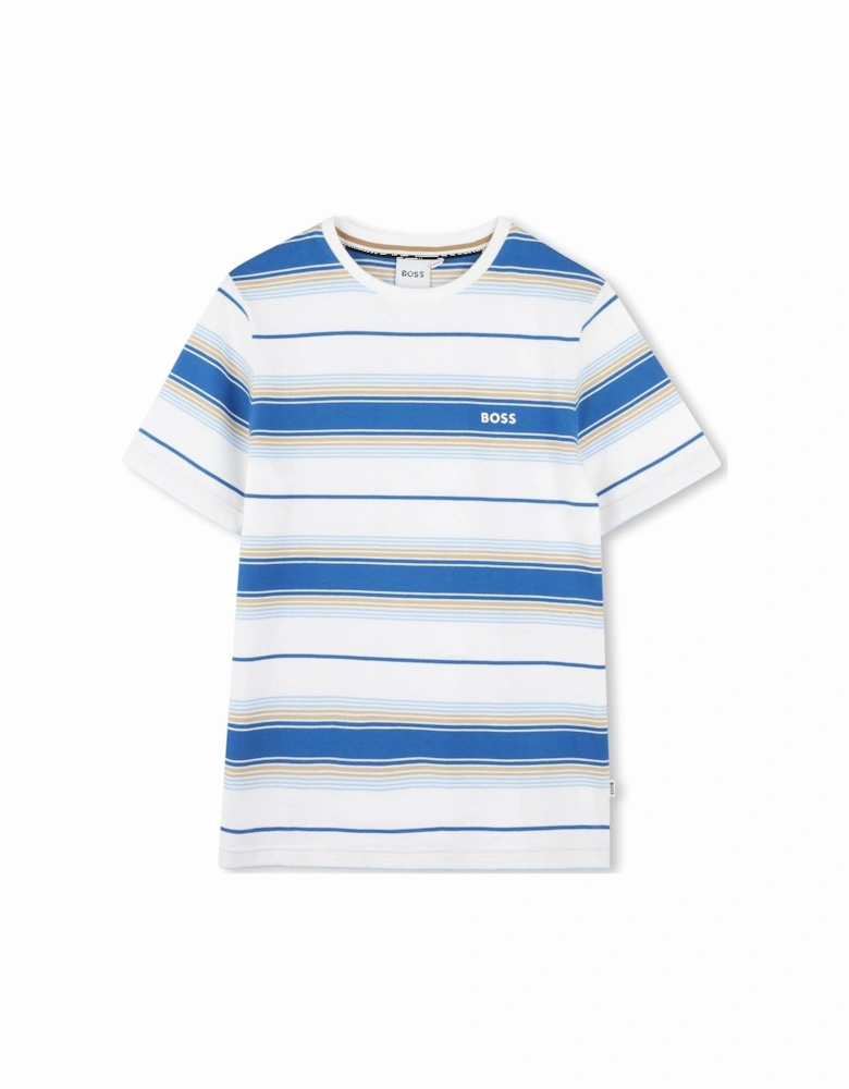 BOSS BOYS BLUE STRIPED T SHIRT J52045