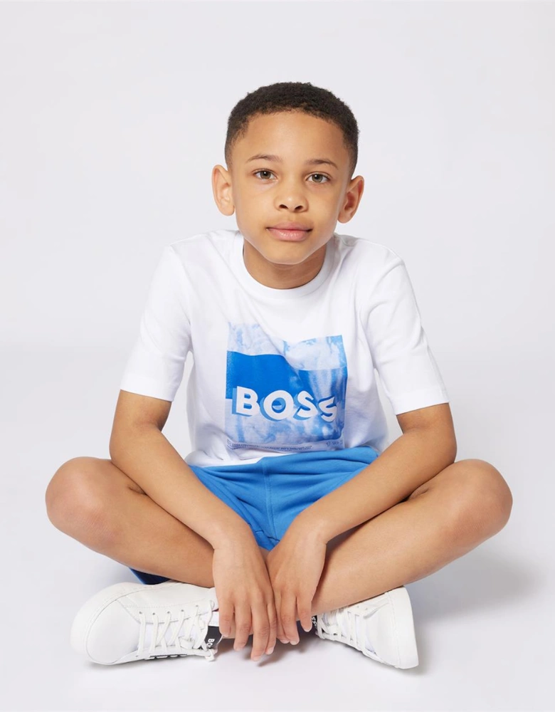 BOSS BOYS BLUE JERSEY SHORTS J51993