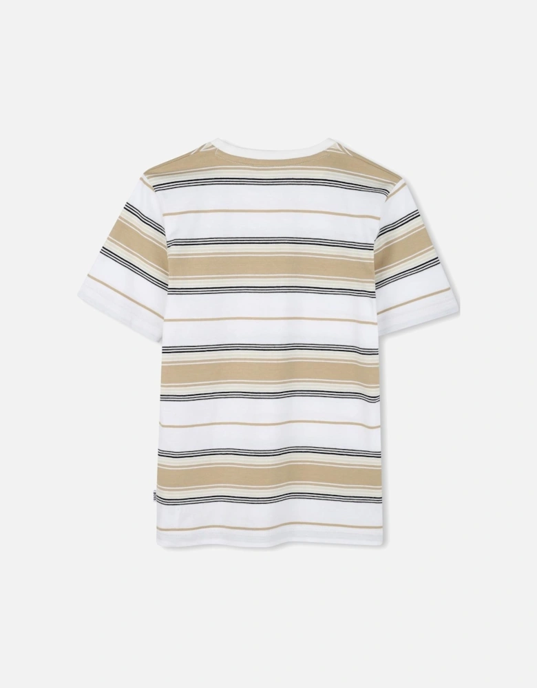 BOSS BOYS BEIGE STRIPRD T SHIRT J52045