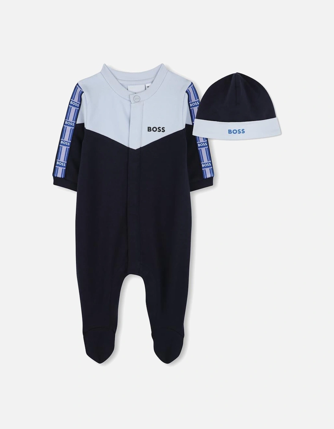 BOSS NEW BORN NAVY BABYGRO +HAT J52218, 5 of 4