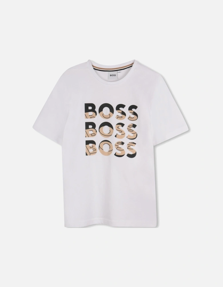 BOSS REPEAT LOGO WHITE T SHIRT J52038