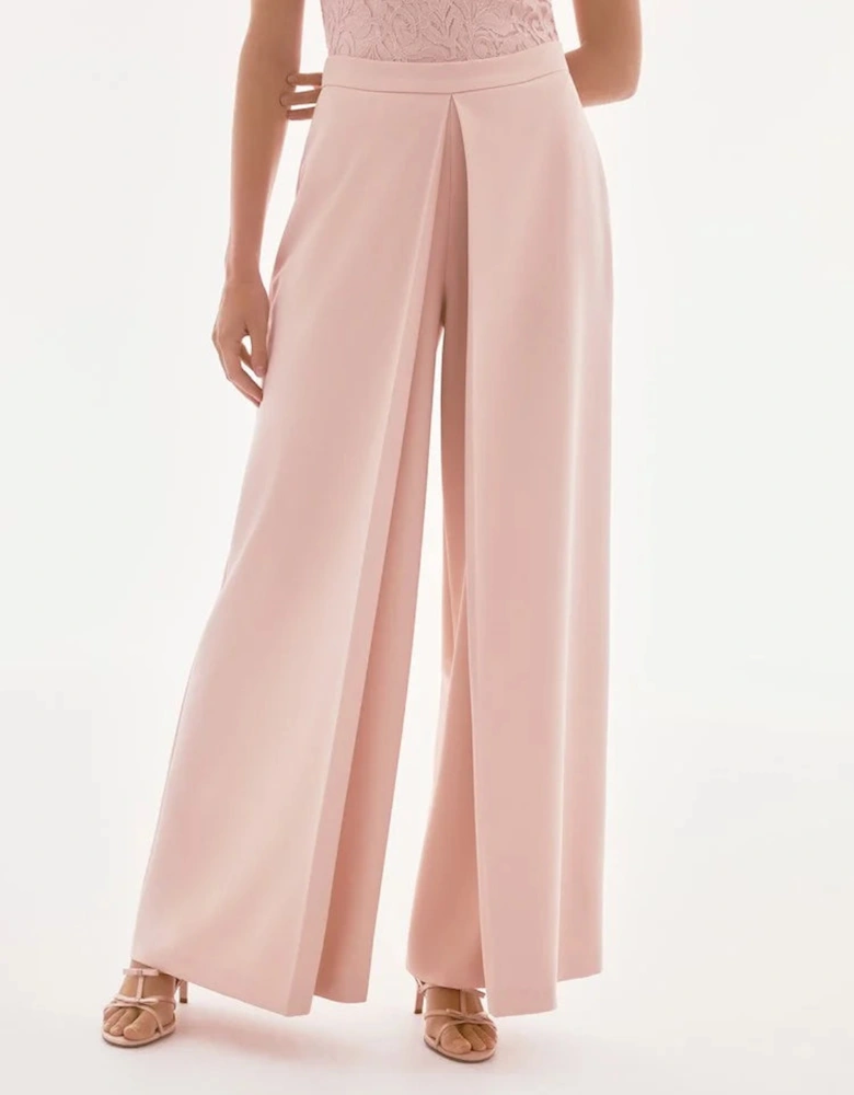 Woven crepe high waisted wide leg pants