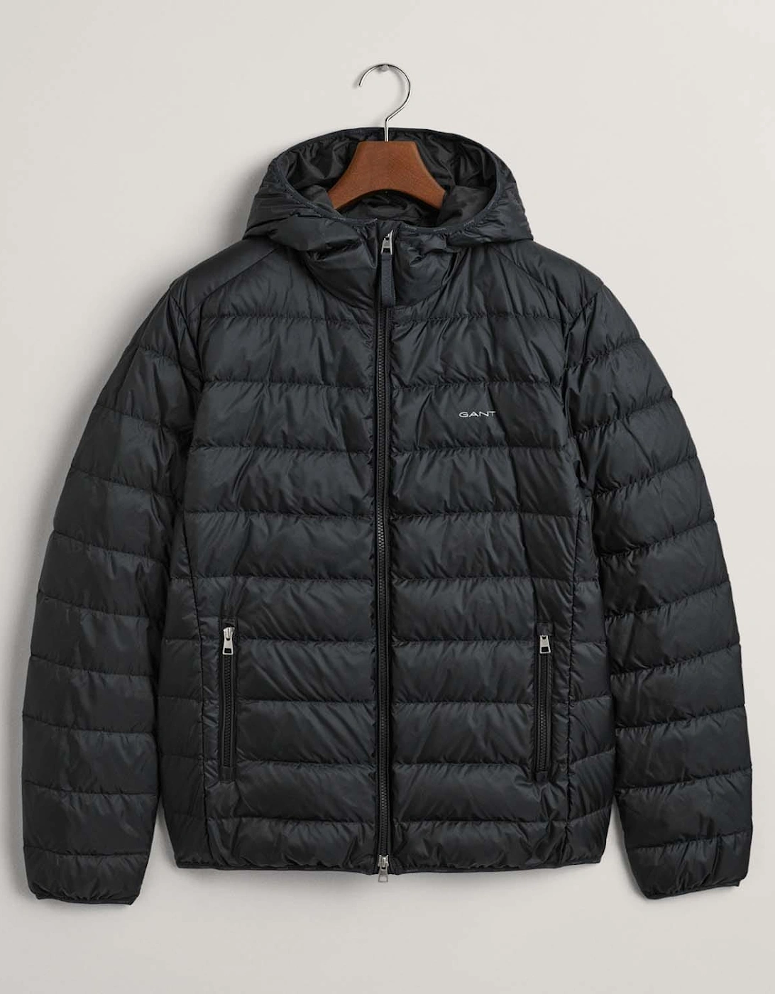 GANT Men's Light Down Hooded Jacket - Black - Size: 40/Regular