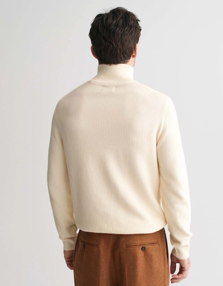 Micro Textured Cotton Half-Zip Sweatshirt