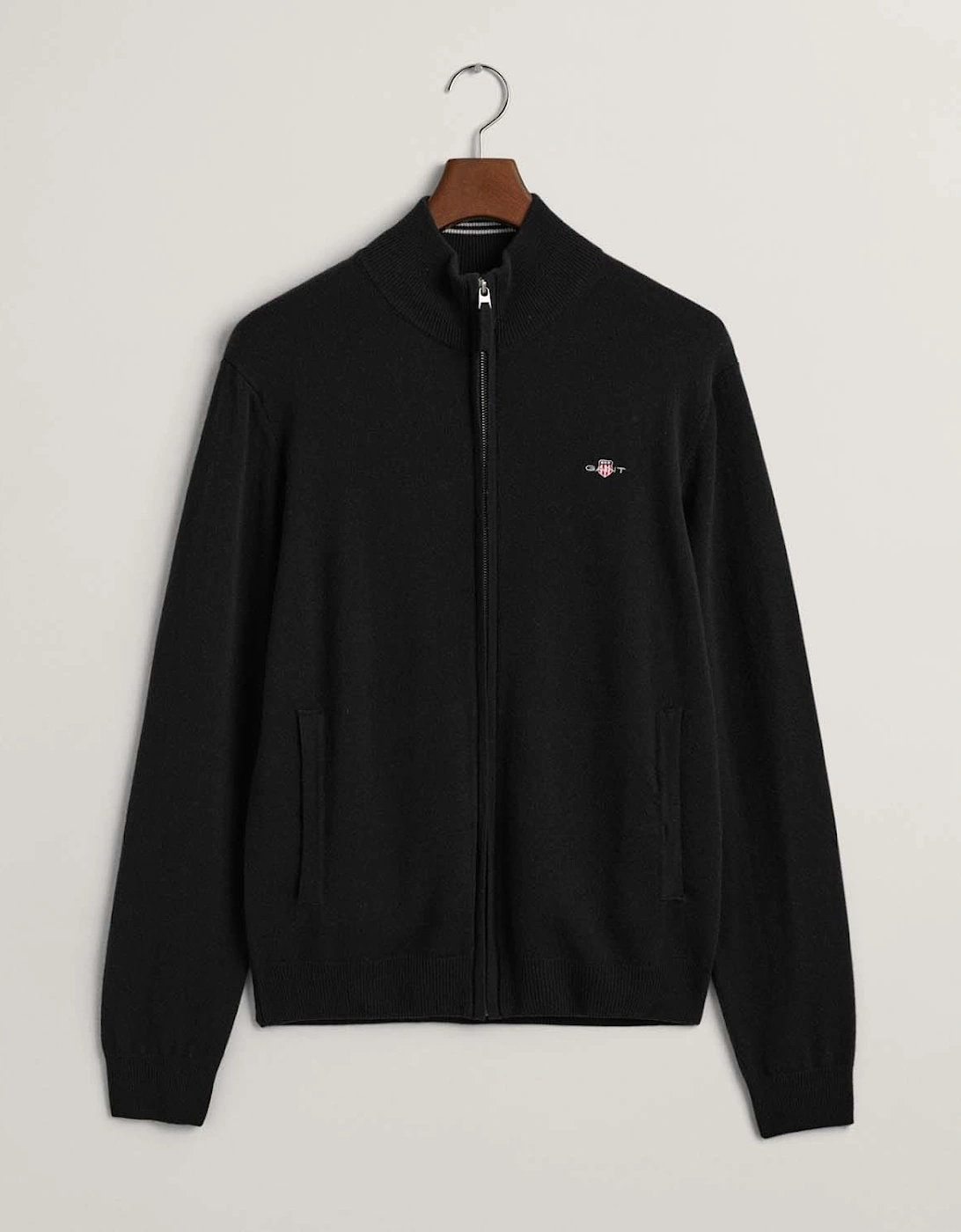 Gant Men's Black Superfine Lambswool Zip Cardigan - : 42/Regular Xl