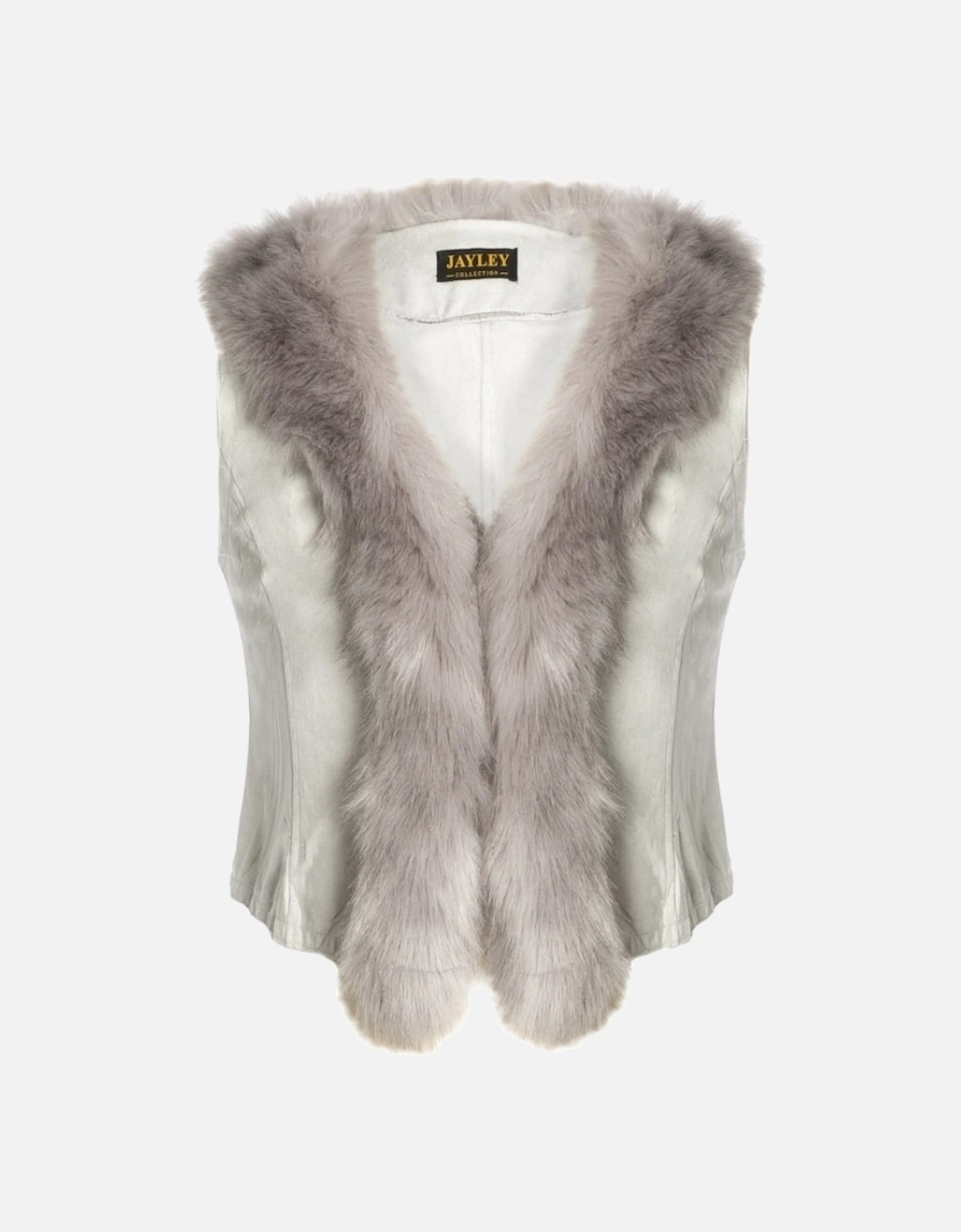 Grey Faux Fur Faux Suede Gilet, 5 of 4