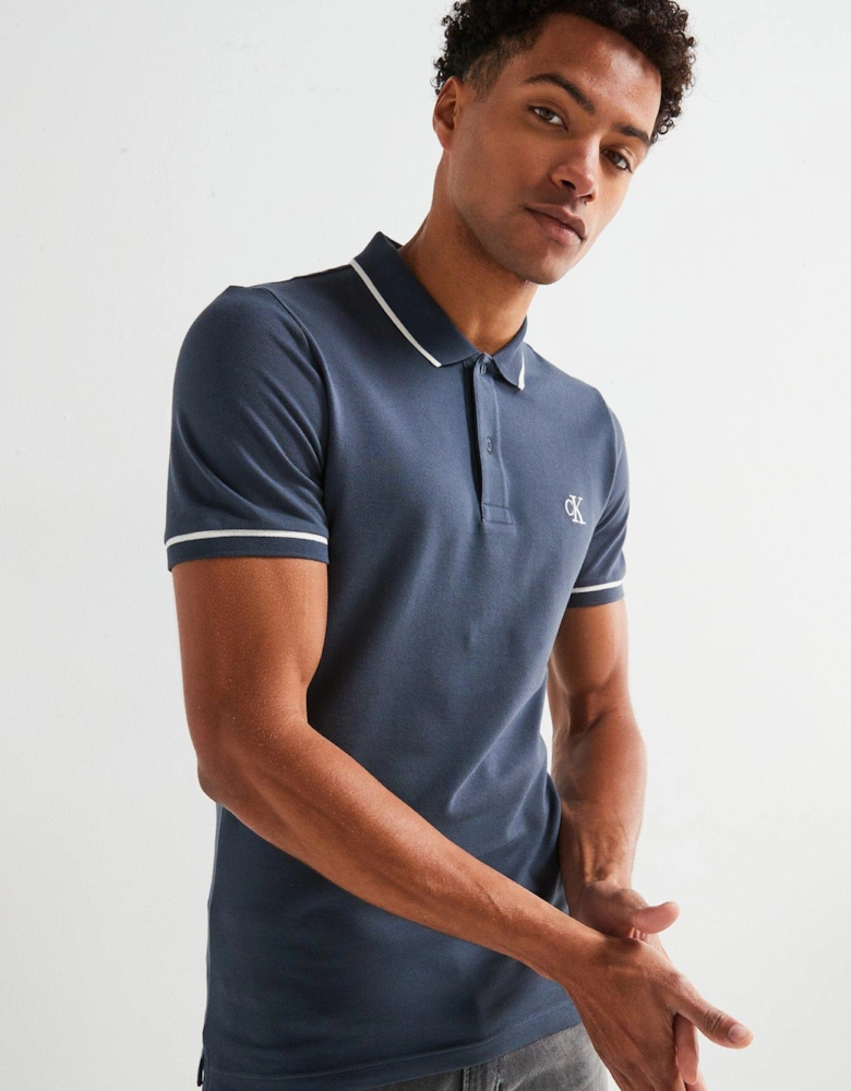 Tipping Slim Fit Polo Shirt - Navy