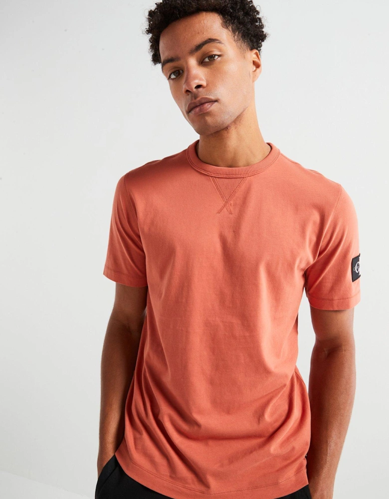 Badge Sleeve Regular Fit T-Shirt - Light Red