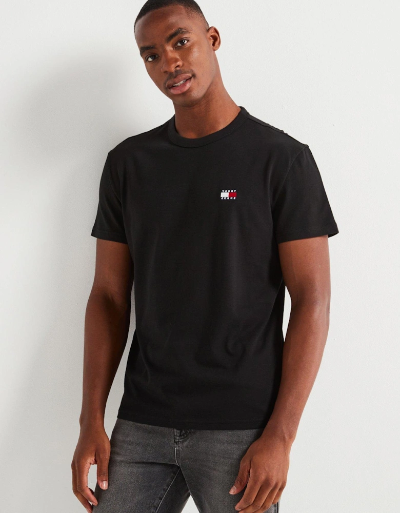 Regular Fit Left Chest Badge T-Shirt - Black