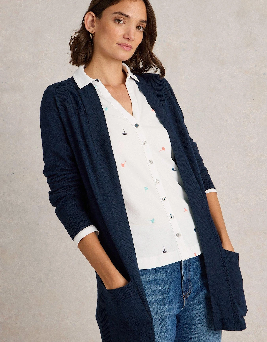 Tanya Longline Cardi - Navy, 2 of 1