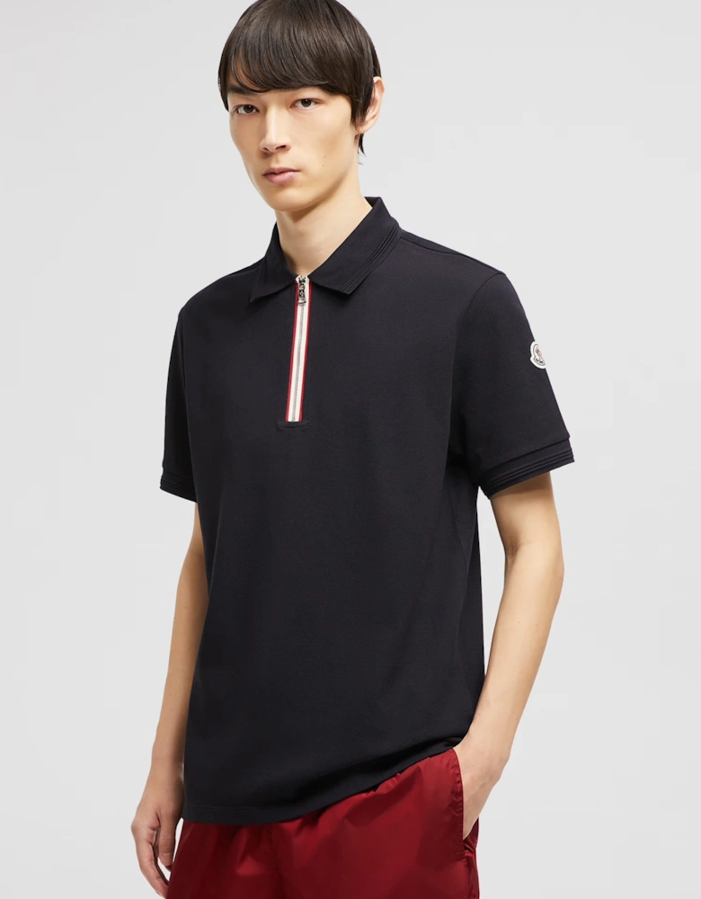 Stripe Placket Polo Navy