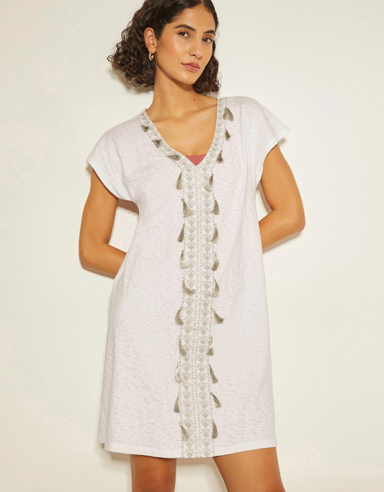 Jodie Tunic Kaftan White - Tan White