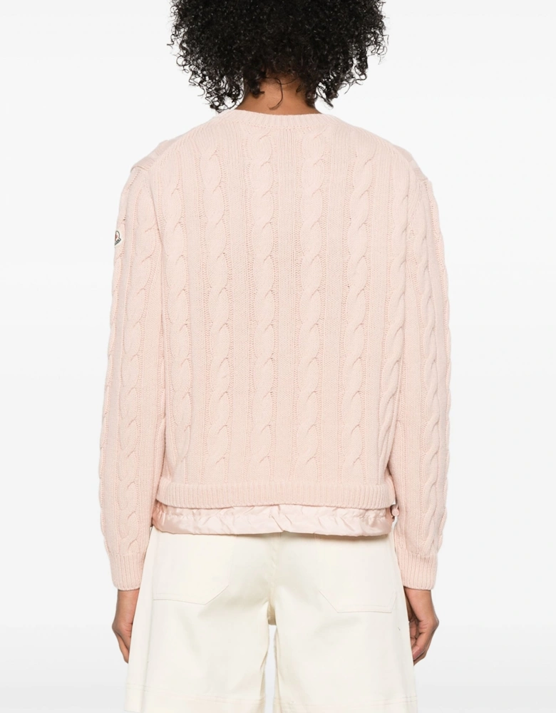 Womens Cable Knit Sweater Pink