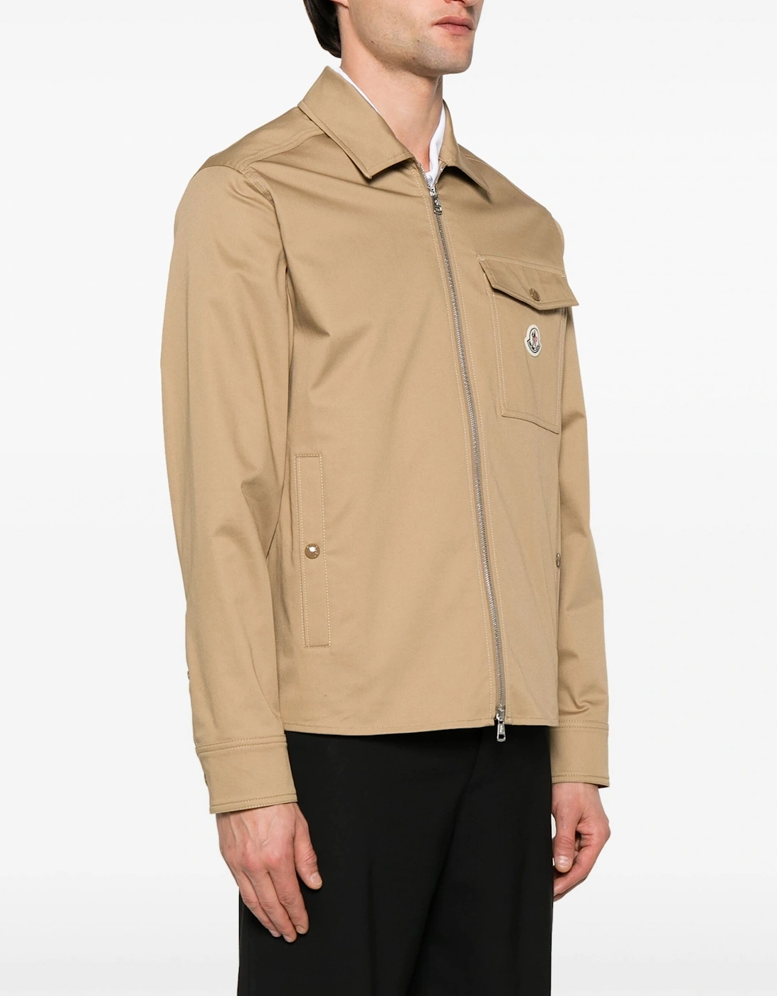 Archive Logo Zip Overshirt Beige