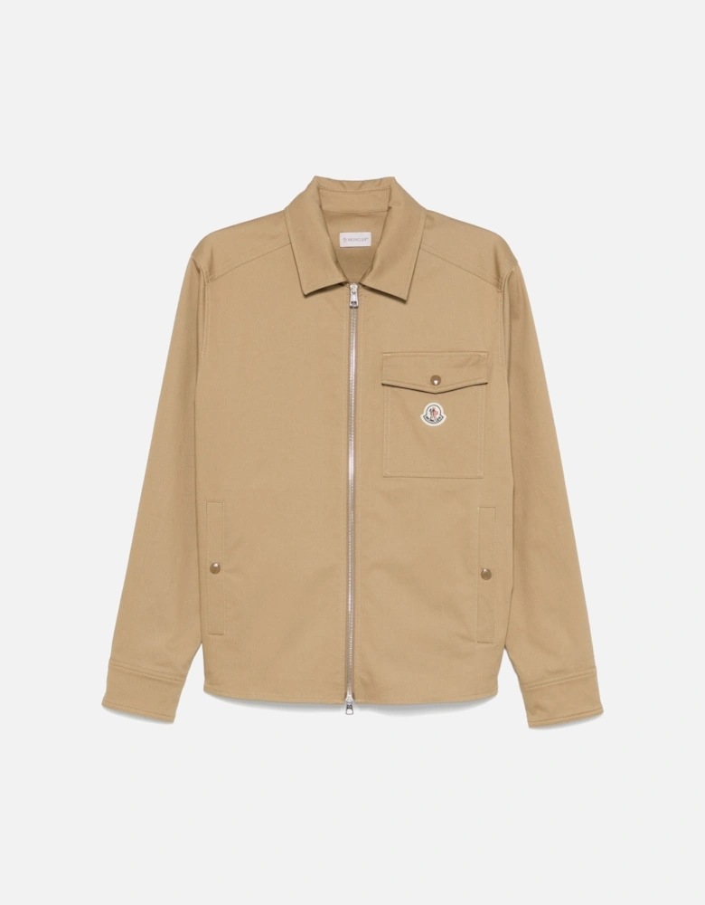 Archive Logo Zip Overshirt Beige