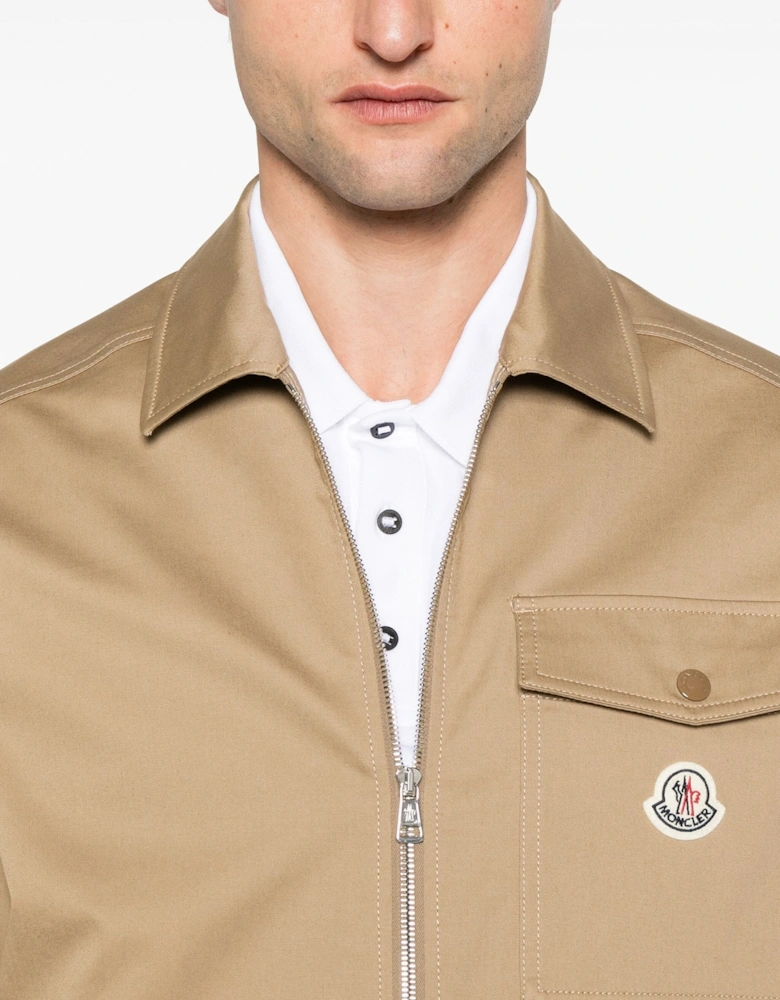 Archive Logo Zip Overshirt Beige