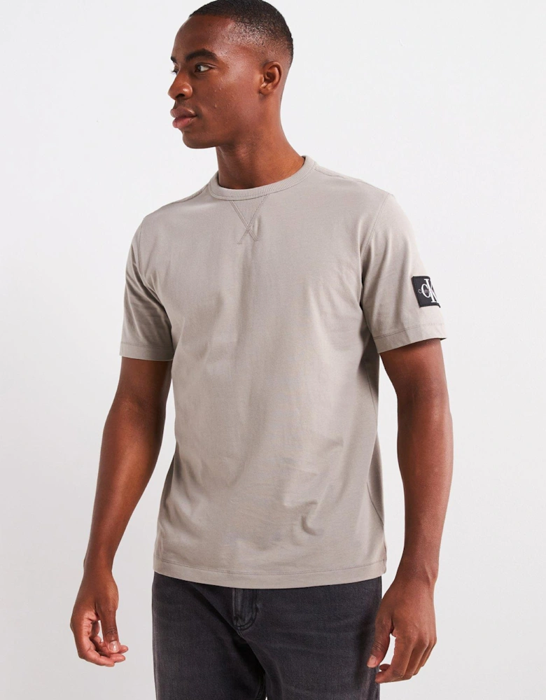 Badge Sleeve Regular Fit T-Shirt - Light Grey