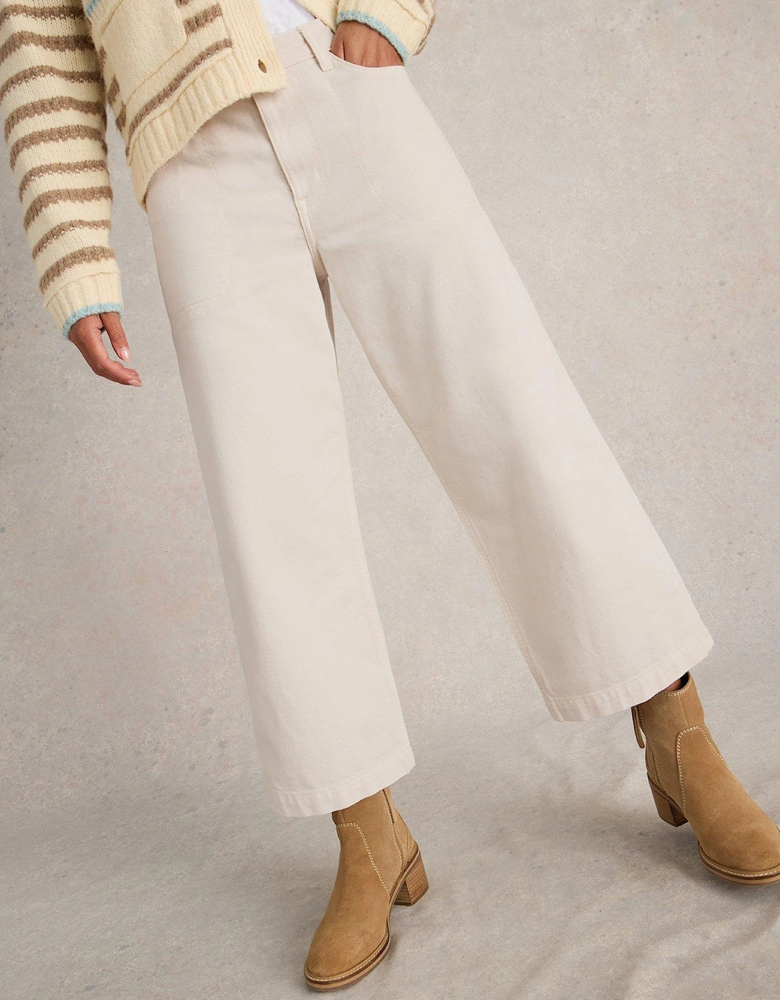 Tia Wide Leg Crop Jean - White, 2 of 1