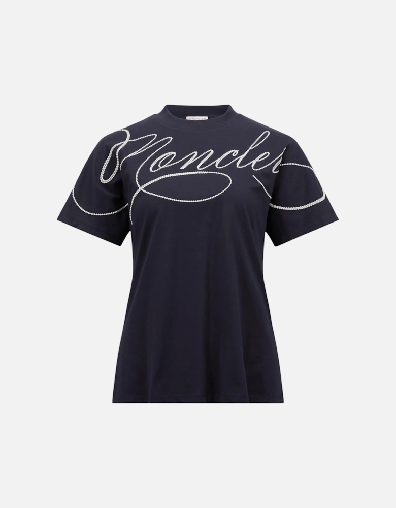 Womens Branded Cotton T-shirt Navy