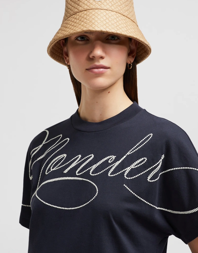 Womens Branded Cotton T-shirt Navy